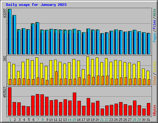 Daily usage for January 2023