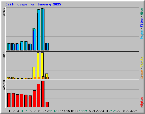 Daily usage for January 2025