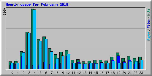 Hourly usage for February 2019