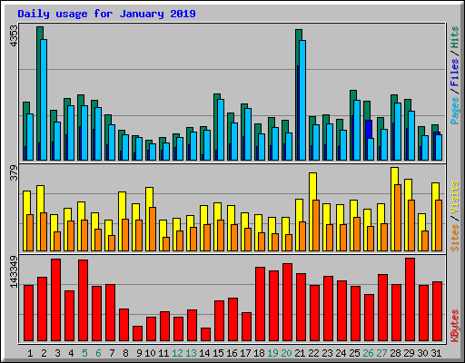 Daily usage for January 2019