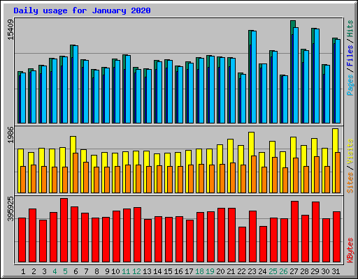 Daily usage for January 2020