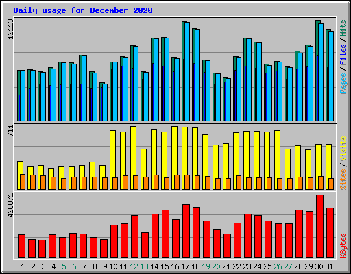 Daily usage for December 2020