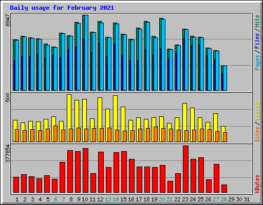 Daily usage for February 2021