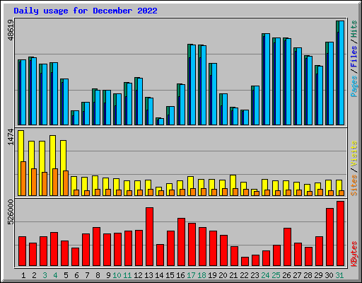 Daily usage for December 2022