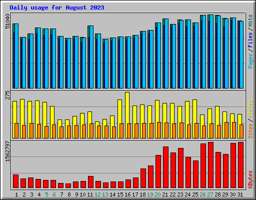 Daily usage for August 2023