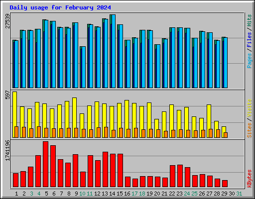 Daily usage for February 2024