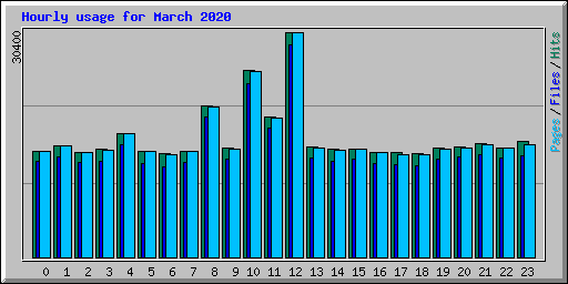 Hourly usage for March 2020